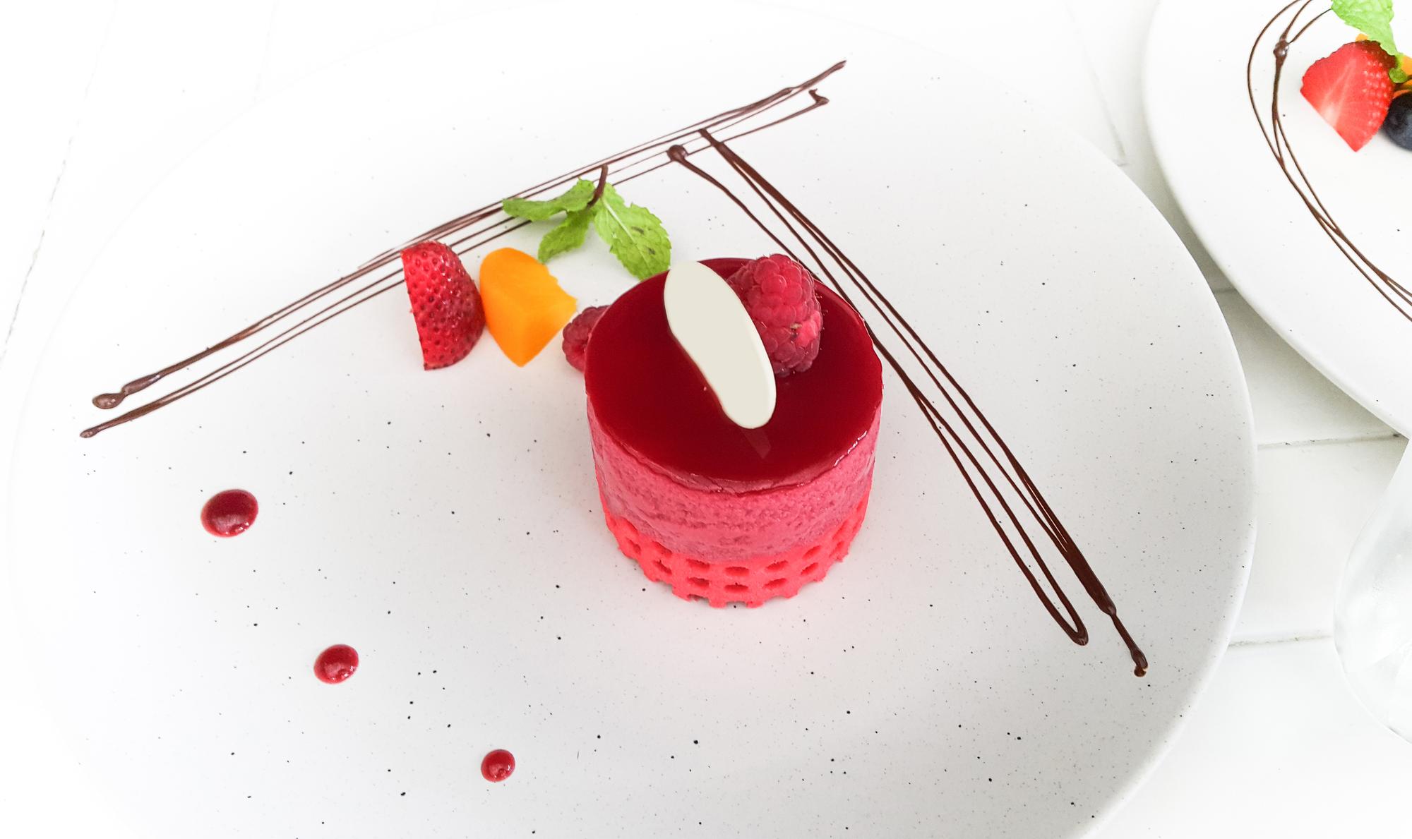 Dessert with modern garnish