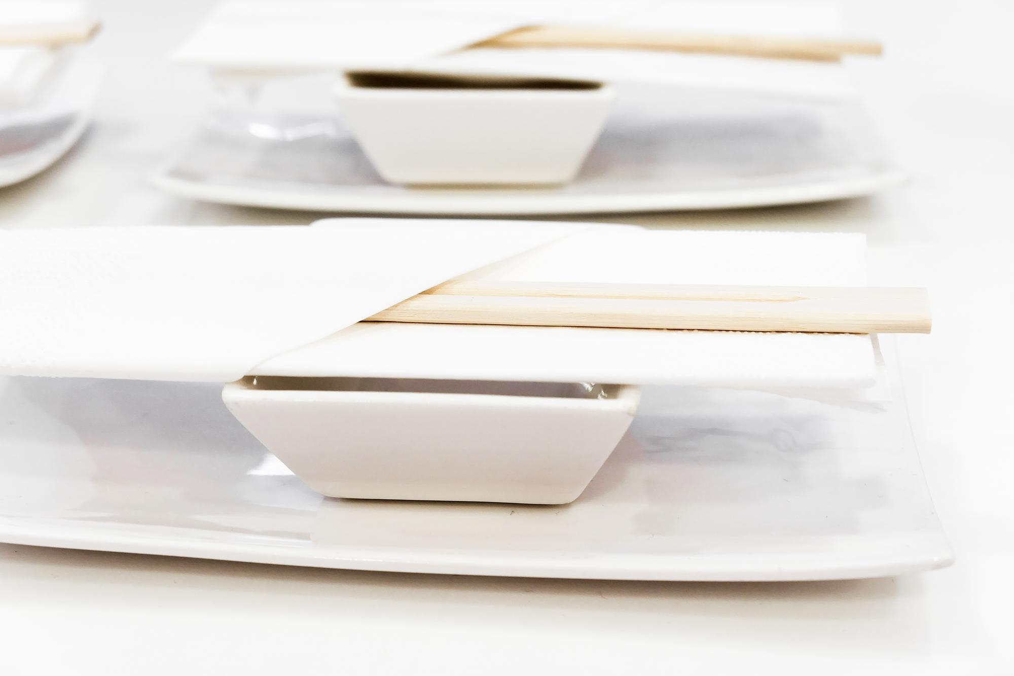 Sample tasting setup on table